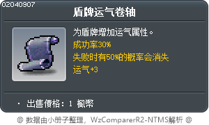 Dark scroll for Shield for LUK 30% Tooltip