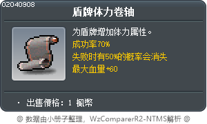 盾牌体力卷轴 Tooltip