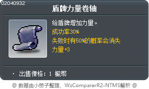 盾牌力量卷轴 Tooltip