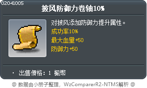 披風防禦力卷軸10% Tooltip