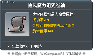 披風魔力詛咒卷軸70% Tooltip