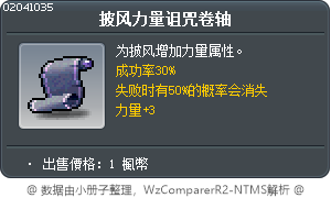 披风力量诅咒卷轴 Tooltip