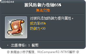 披风防御力卷轴65% Tooltip