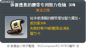 休彼德蔓的腰带专用智力卷轴 30% Tooltip