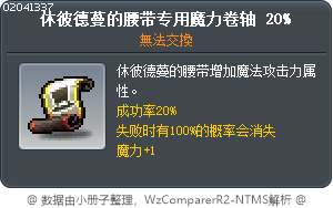 休彼德蔓的腰带专用魔力卷轴 20% Tooltip