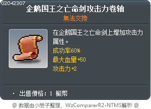 企鹅国王之亡命剑攻击力卷轴 Tooltip