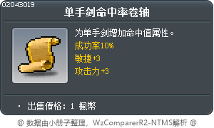 单手剑命中率卷轴 Tooltip