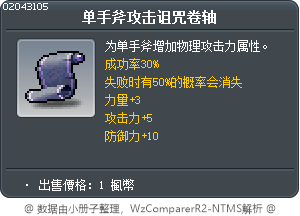 单手斧攻击诅咒卷轴 Tooltip