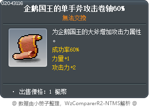 企鹅国王的单手斧攻击卷轴60% Tooltip