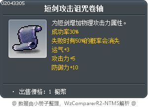 短剑攻击诅咒卷轴 Tooltip