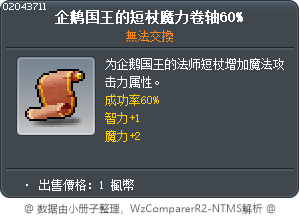 企鹅国王的短杖魔力卷轴60% Tooltip