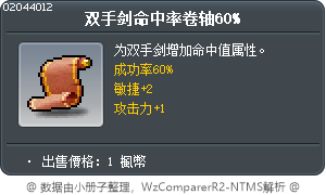 双手剑命中率卷轴 Tooltip