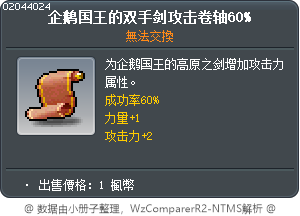 企鹅国王的双手剑攻击卷轴60% Tooltip