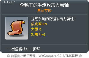 企鵝國王的火砲攻擊力卷軸60% Tooltip