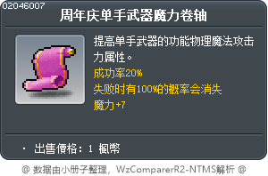 周年庆单手武器魔力卷轴 Tooltip