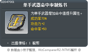 单手武器命中率制炼书 Tooltip