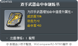 双手武器命中率制炼书 Tooltip
