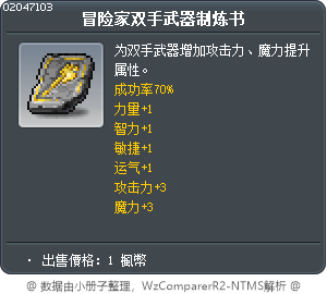 冒险家双手武器制炼书 Tooltip
