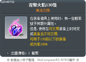 涅槃火焰130级 Tooltip