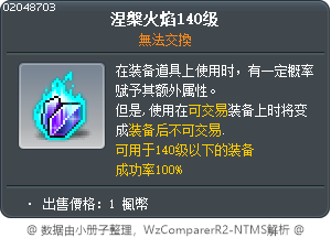 涅槃火焰140级 Tooltip