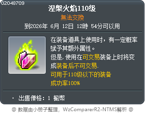 涅槃火焰110级 Tooltip