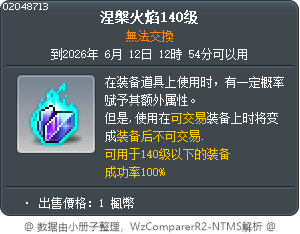 涅槃火焰140级 Tooltip