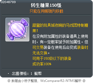 转生糖果150级 Tooltip