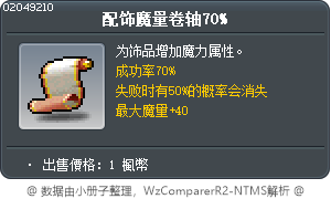配饰魔量卷轴70% Tooltip