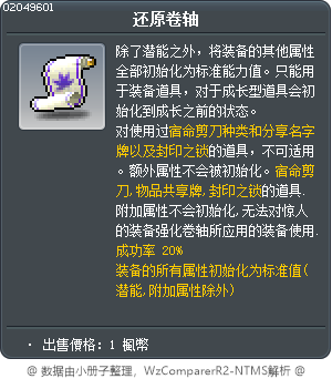 还原卷轴 Tooltip