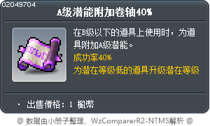 稀有潛在能力賦予卷軸40% Tooltip