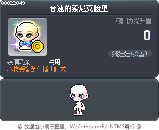 音速的索尼克脸型 Tooltip
