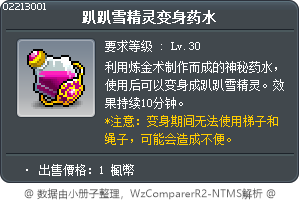 趴趴雪精灵变身药水 Tooltip