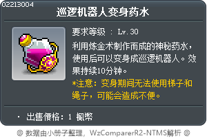 巡逻机器人变身药水 Tooltip