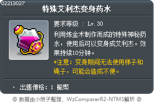 特殊艾利杰变身药水 Tooltip
