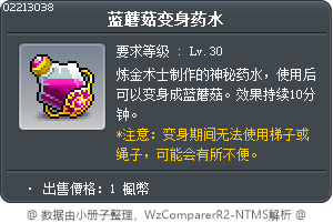 蓝蘑菇变身药水 Tooltip