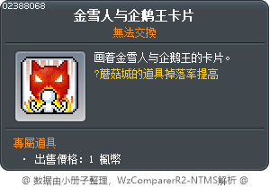 金雪人与企鹅王卡片 Tooltip