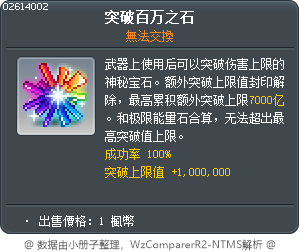 突破百万之石 Tooltip