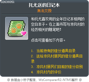 托尤送的日记本 Tooltip