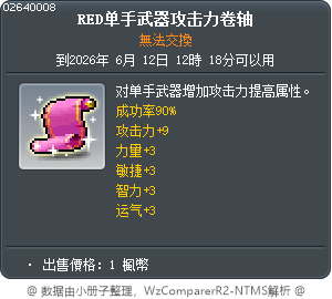 RED单手武器攻击力卷轴 Tooltip