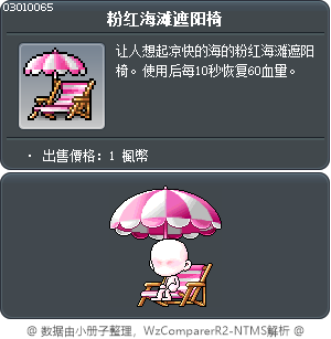 粉红海滩遮阳椅 Tooltip
