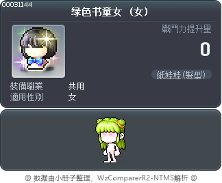 绿色书童女 Tooltip