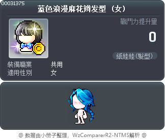 蓝色浪漫麻花辫发型 Tooltip