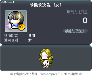 绿色长烫发 Tooltip