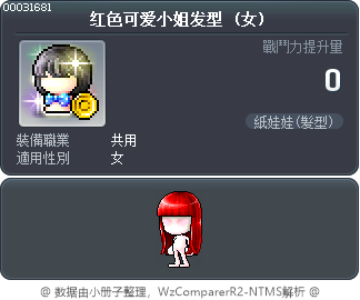 红色可爱小姐发型 Tooltip
