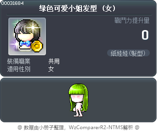 绿色可爱小姐发型 Tooltip