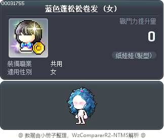 蓝色蓬松松卷发 Tooltip