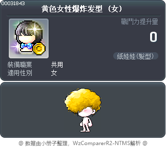 黄色女性爆炸发型 Tooltip