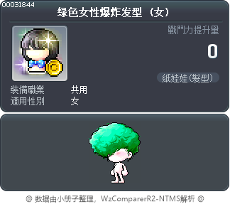 绿色女性爆炸发型 Tooltip