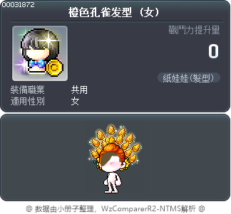 橙色孔雀发型 Tooltip