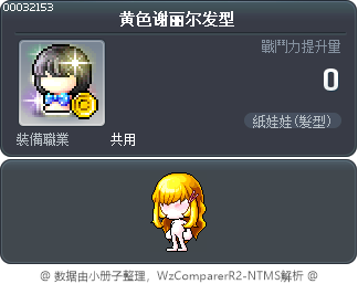 黄色谢丽尔发型 Tooltip